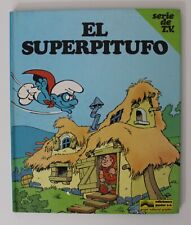 1983 THE SUPER SMURF Hard Cover Book Spanish Vintage Peyo Slight HUMIDITY Marks