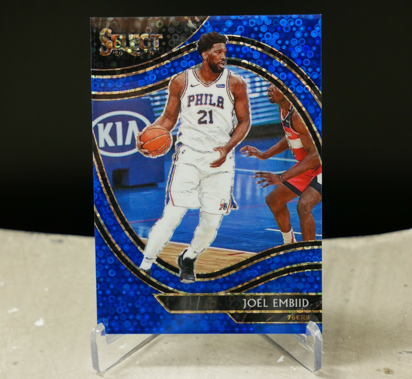 Joel Embiid Blue Disco Courtside #d /25 2020-21 Panini Select Fastbreak #216