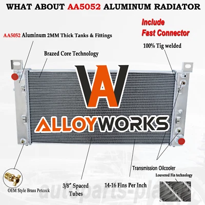 4-Row Aluminum Radiator for 1999-2012 Chevy Silverado Sierra 1500 Tahoe Yukon V8 - Image 1 of 4