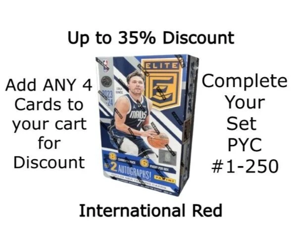 2023-24 Donruss Elite Basketball International Red You Pick Complete Set #1-250 - Image 1 of 1