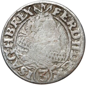 Austria-Silesia-Ferdinand II. - 3 Kreuzer 1632 HR Wroclaw Poland Silver - Picture 1 of 2