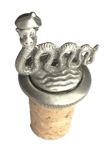 Loch Ness Monster Nessie Hand Crafted Pewter Bottle Stopper Wine Saver - Picture 1 of 3