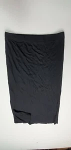 Three Dots Women's Luxe Rib Pencil Skirt stretch black knee length small slit - Picture 1 of 12