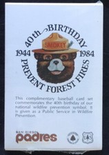 (10)1984 SAN DIEGO PADRES SMOKEY THE BEAR BASEBALL CARD TEAM SET LOT TONY GWYNN