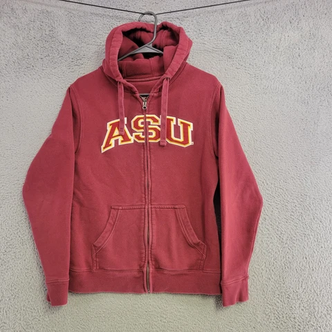 Arizona State Sun Devils Jacket Mens S Small Red Full Zip Hooded Pockets Casual Cover