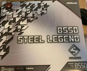ASRock B550 Steel Legend ATX AM4 Motherboard Ryzen 5000 Ready DDR4 PCIe 4.0 SATA - Afbeelding 1 van 6