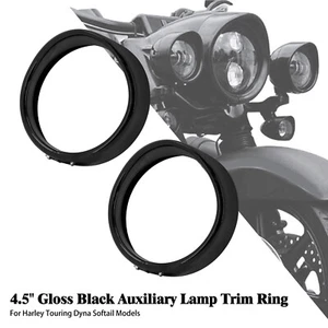 4.5" Vorbei Lichter Visier Stil Blinker Trim Ringe Schwarz glänzend Für Touring - Picture 1 of 13