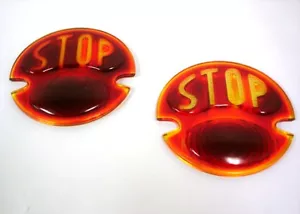 1928 1929 1930 1931 Ford Model A STOP Tail Light Lens Glass Lenses PAIR Car - Picture 1 of 1