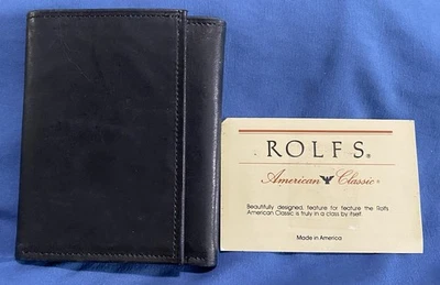 Cartera de cuero para hombre, nueva triple pliegue, hecha por Rolfs Classic, cuero de vaca, hecha en América Foto 1 de 4