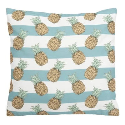 Pari 18-inch Pineapple Teal and White Indoor/Outdoor Decorative Throw Pillow - Image 1 of 3