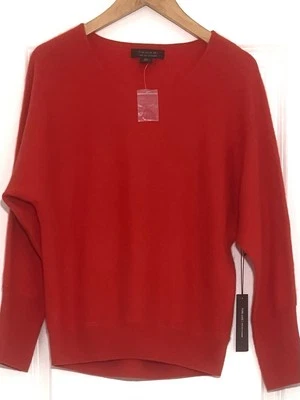 Suéter para mujer Tahari cuello redondo 100 % 2 capas rojo cachemir GRANDE NUEVO CON ETIQUETAS mejor regalo Foto 1 de 4
