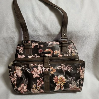 Bolso de Mano Rosetti Floral Marrón con Flores Rosa Claro Foto 1 de 4