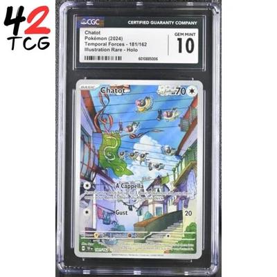 CGC Gem Mint 10 Chatot 181/162 Pokémon Temporal Forces TEF EN - Image 1 of 4