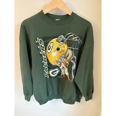 VTG Logo7 Green Bay Packers Sweatshirt Size XL Green Heavyweight NFL - Image 1 of 4