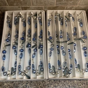 "Guirnalda de Navidad vintage con cuentas de vidrio de mercurio con cuentas checas en forma de 144"" azul" - Imagen 1 de 10