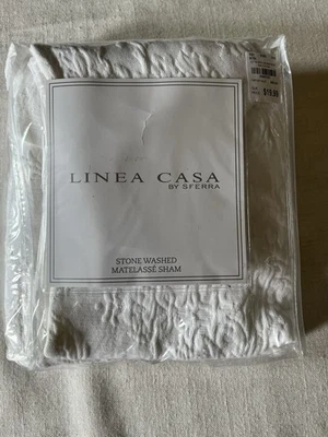 Linea Casa by Sferra Stone Washed Matelasse Sham White Standard 100% Cotton - Image 1 of 4