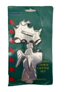 Vintage Mirro Christmas Cookie Cutters Santa, Angel, Holly, Reindeer USA Made - Picture 1 of 3
