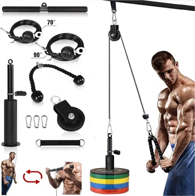 Sistema de polea Fitness LAT y Lift para gimnasio en casa, sistema de polea de cable de doble peso  Foto 1 de 4