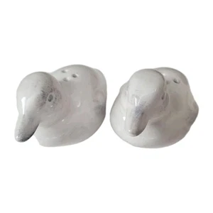 Porcelain Duck Salt and Pepper Shaker White Grey 2"x 3 1/4" kitchen - Picture 1 of 12