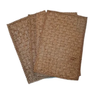 Rattan Bamboo Placemats Lot 4 Handwoven Natural Tropical Island Tiki Bar 12"x18" - Picture 1 of 12