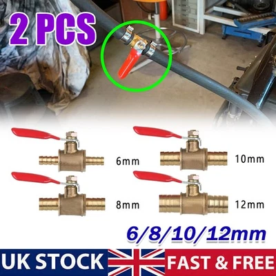 NATURE.LIFE1 6/8/10/12mm Hose Barb Inline Water/Air Gas Fuel Line Shut-off Brass Ball Valve