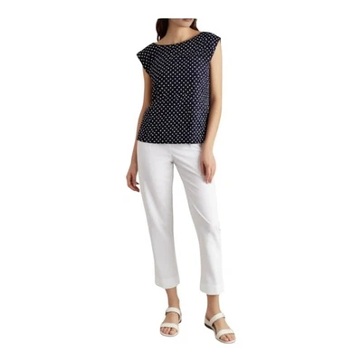 Top ajustado manga corta LAUREN Ralph Lauren para mujer talla L azul blanco a lunares Foto 1 de 4
