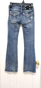 Girls Miss Me KE538OBJ Boot Denim Blue Jeans 12 STITCHING Embordered Pockets - Picture 1 of 22