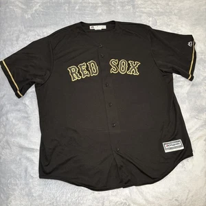 Rare Boston Red Sox MLB Majestic Cool Base Jersey XXL  Black And Gold - Picture 1 of 8
