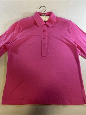 LEON LEVIN женщин розовый 3/4 рукав, 4 кнопки рубашка-поло, размер L - Изображение 1 из 4