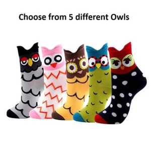 Colorful Owl Crew Socks (Adult Medium) - Picture 1 of 5
