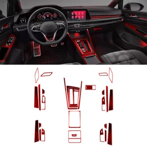 Red Carbon Fiber Interior Full Set Cover Trim Kit For VW Golf 8 MK8 GTI 2021 - Picture 1 of 18