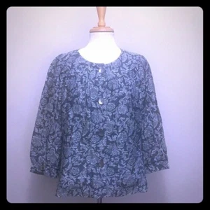 J Jill Tencel Linen Blend Jacquard Jacket Medium Tall Long - Picture 1 of 5