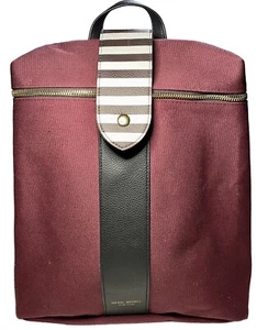 Henri Bendel Burgundy Canvas Stripes Shoulder Crossbody Backpack     No Straps - Picture 1 of 9