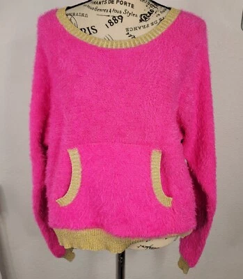 Juicy Couture SZ L свитер пуловер Hot Barbie розовое золото длинным рукавом женщин - Изображение 1 из 4