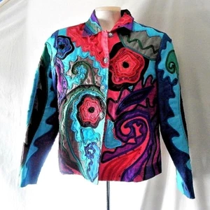 Neu ohne Etikett Gr. M ANAGE Damen-Blazer aus ganzer Seide einzigartiges Design tragbare Kunst Vintage 80er - Bild 1 von 7