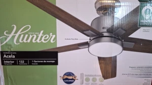 Hunter Fan 52 in Contemporary Matte Silver Ceiling Fan with Pull Chain and Light - Picture 1 of 3