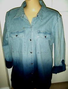 MICHAEL KORS BLUE DENIM LONG SLEEVE TOP/SHIRT SIZE 14 - Picture 1 of 6