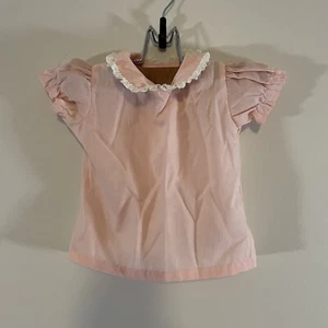 Vintage 70s Kids Babydoll Top Ruffle Lace Floral Size 12 Months Pink - Picture 1 of 4