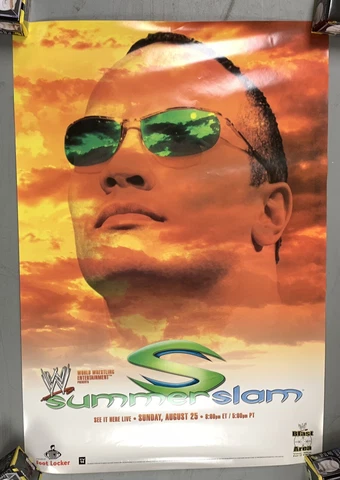 8/25/02 WWF SummerSlam Poster - 39 x 27 - The Rock +++ Cover