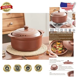 Elegant 4.7QT Red Zisha Unglazed Terracotta Clay Pot for Authentic Cooking - Picture 1 of 11