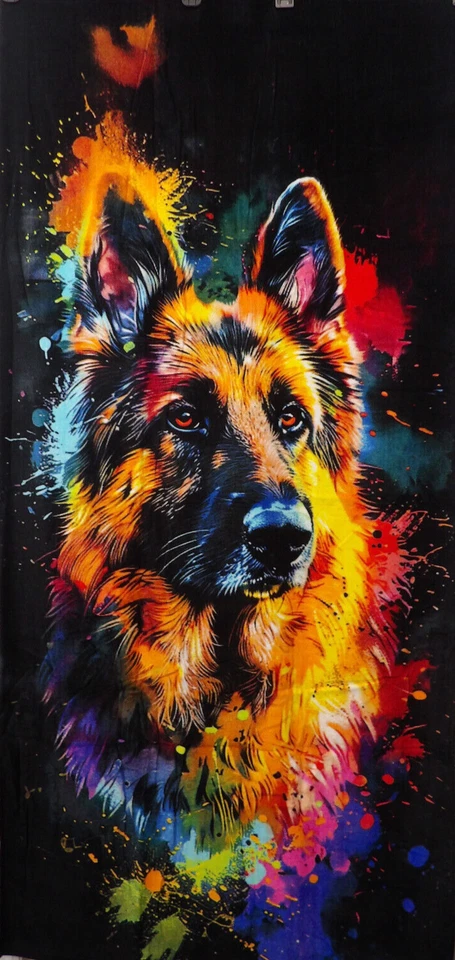 German Shepherd Full Of Color Dog Beach Bath Towel 30" x 60"  Velour 100% Cotton - Image 1 of 1