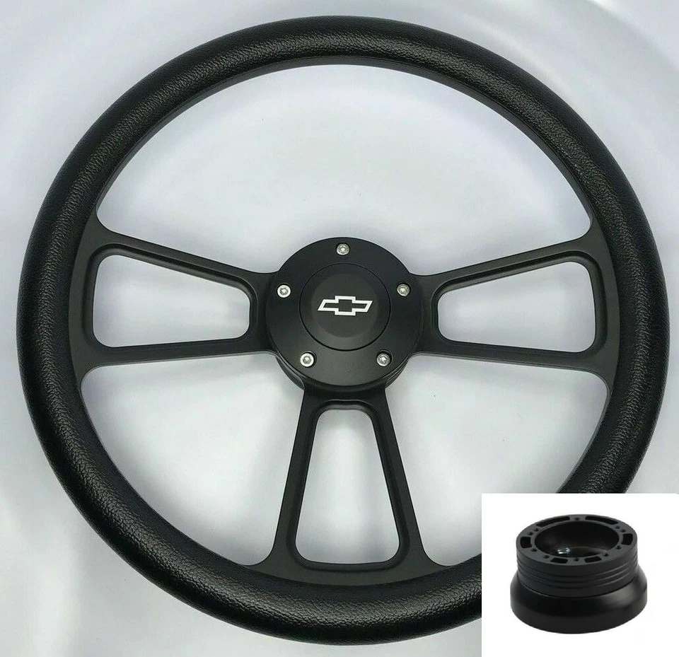 14-дюймовый черный руль в нормандском стиле с рупором галстука-бабочки для Camaro Impala 1969-1994 годов выпуска - Изображение 1 из 4
