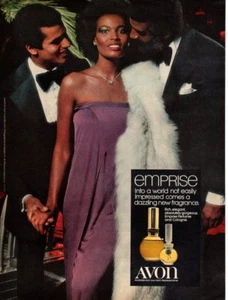 Vintage Beauty Fashion ad 1976 AVON Emprise perfume Beautiful Lady Two Men date - Picture 1 of 1