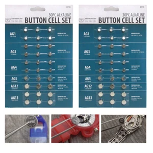 60 X Assorted Button Cell Alkaline Batteries Set Ag1 Ag3 Ag4 Ag5 Ag12 Ag13 - Picture 1 of 1