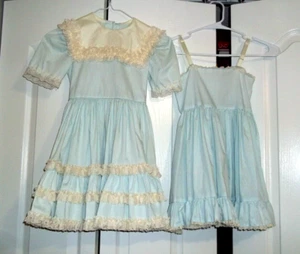 Kathleen Scott Girl's Easter Dress and Slip - Light Blue - Lace Ruffles size 6x - Picture 1 of 8