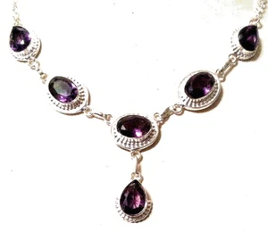 A M E T H Y S T Edelstein Handgefertigt 925 Sterlingsilber Schmuck Halskette1