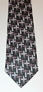 EAGLE Neckwear Gray & Purple Christian Cross 100% Silk Men's Tie FREE Shipping! - Picture 1 of 4