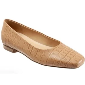 $114 Trotters Honor Leather Ballet Flats | Womens 9,  Tan Bone Croc NEW - Picture 1 of 6