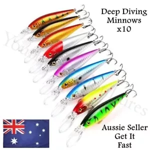 10 Deep Diving Trolling Bait Hardbody Minnow Fishing Lure Mackerel Trevally 11cm - Picture 1 of 3
