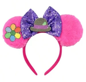 NEW Disney BING BONG Mickey ears INSIDE OUT Headband PINK ELEPHANT Flower Hat - Picture 1 of 5